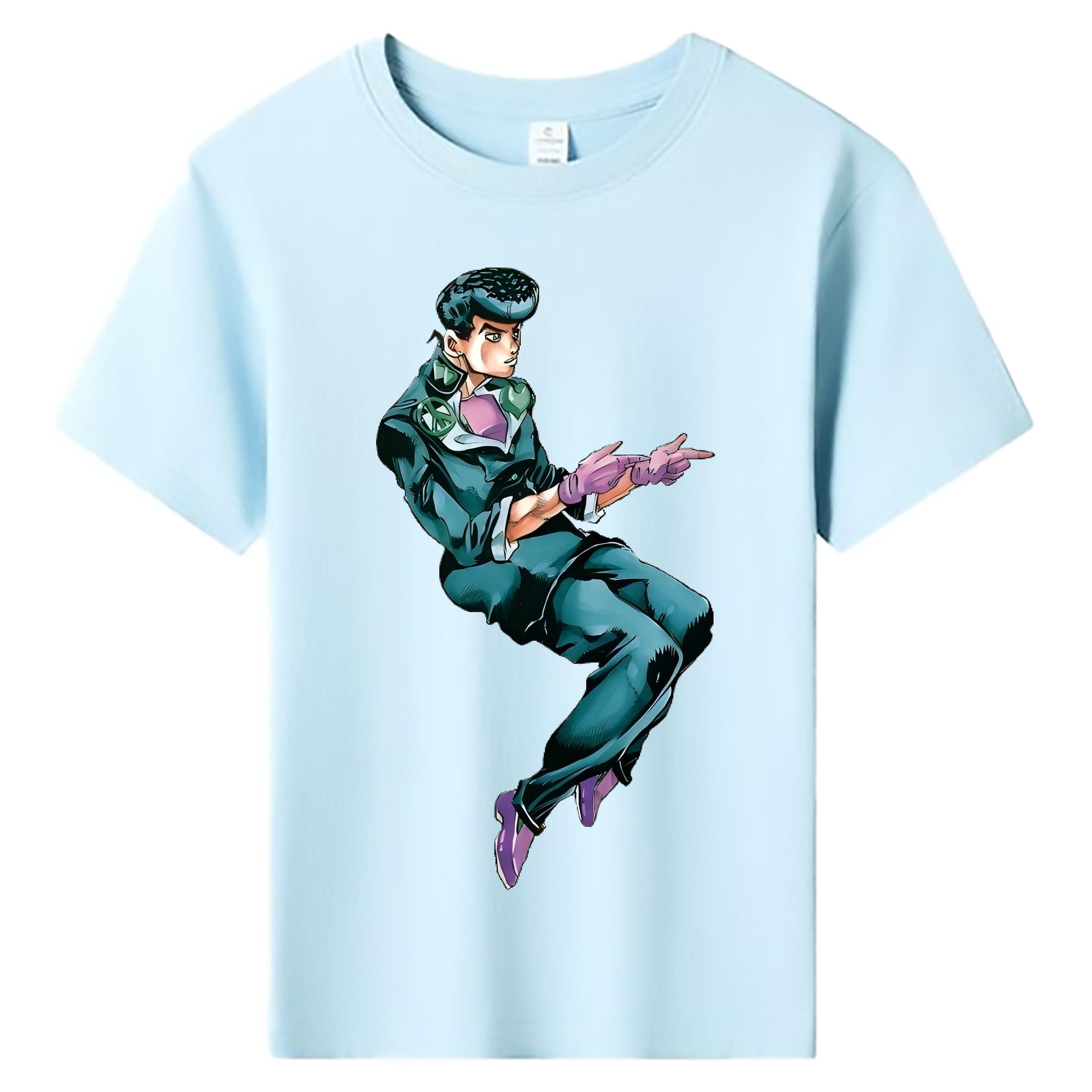（画像用） ジョジョの奇妙な冒険 ひがしかた じょうすけ JoJo's Bizarre Adventure Higashikata Josuke 綿100％キッズTシャツ（フロントプリント）